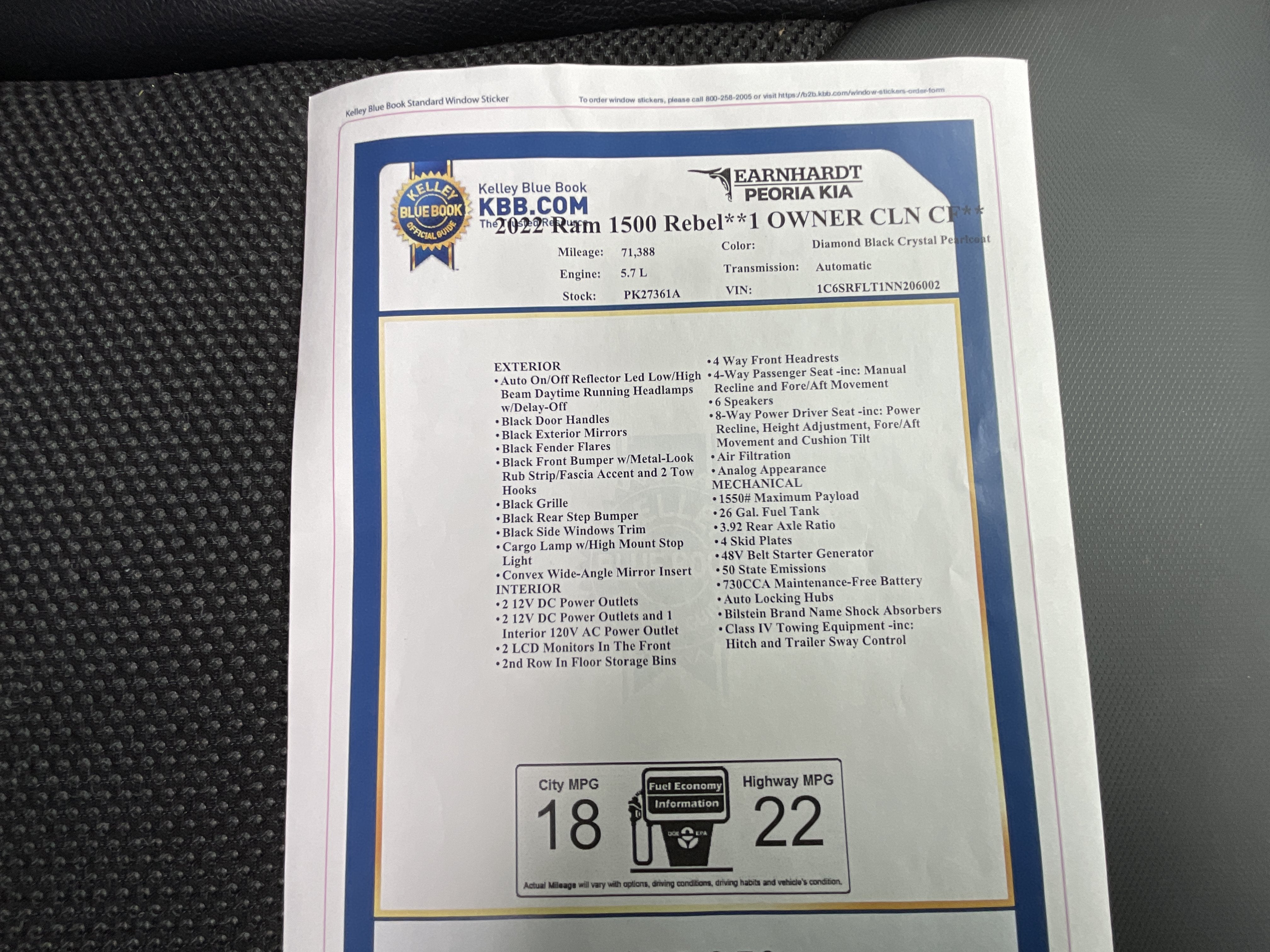 2022 RAM 1500 Rebel**1 OWNER CLN CF**