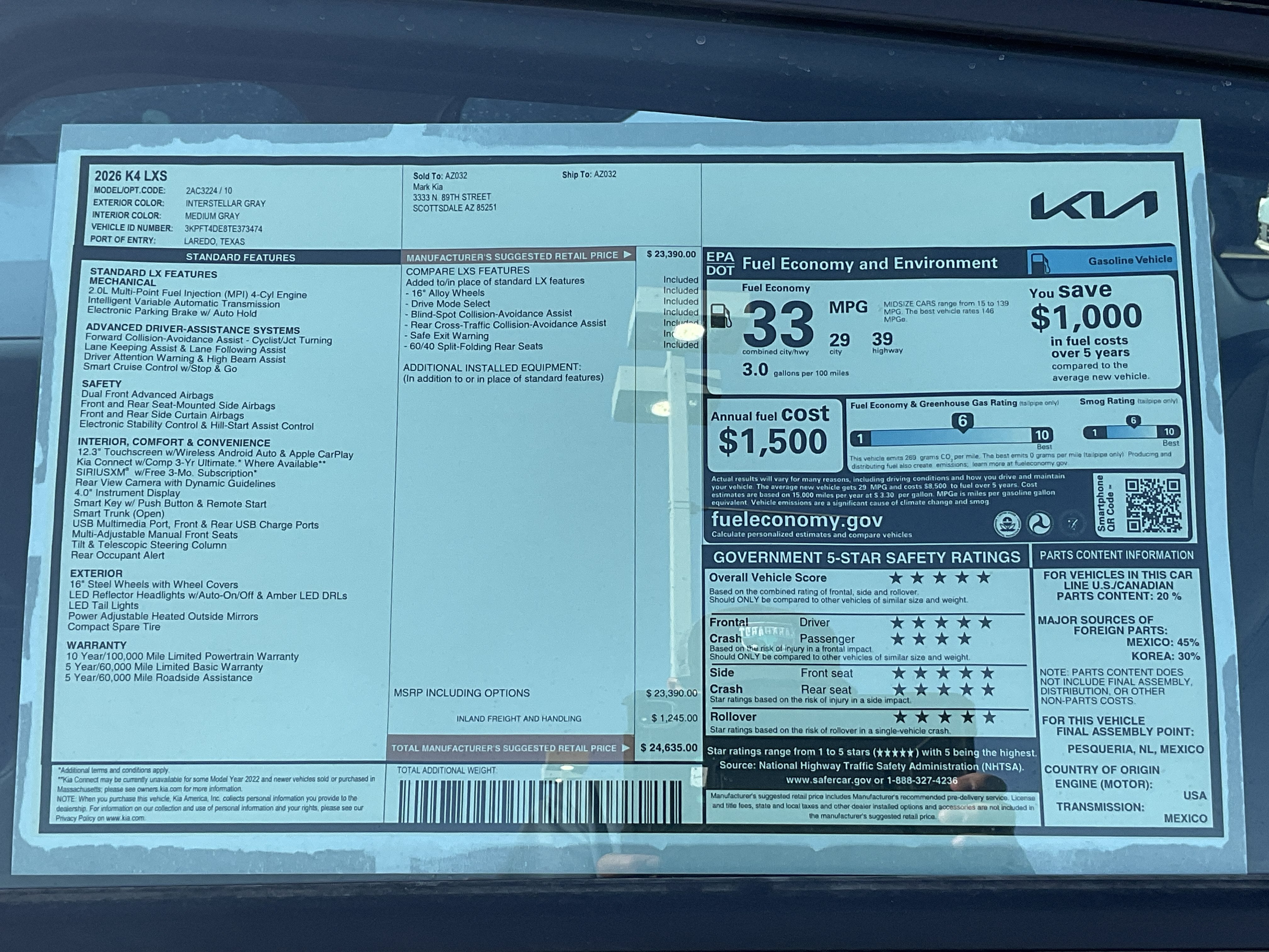 2026 Kia K4 LXS