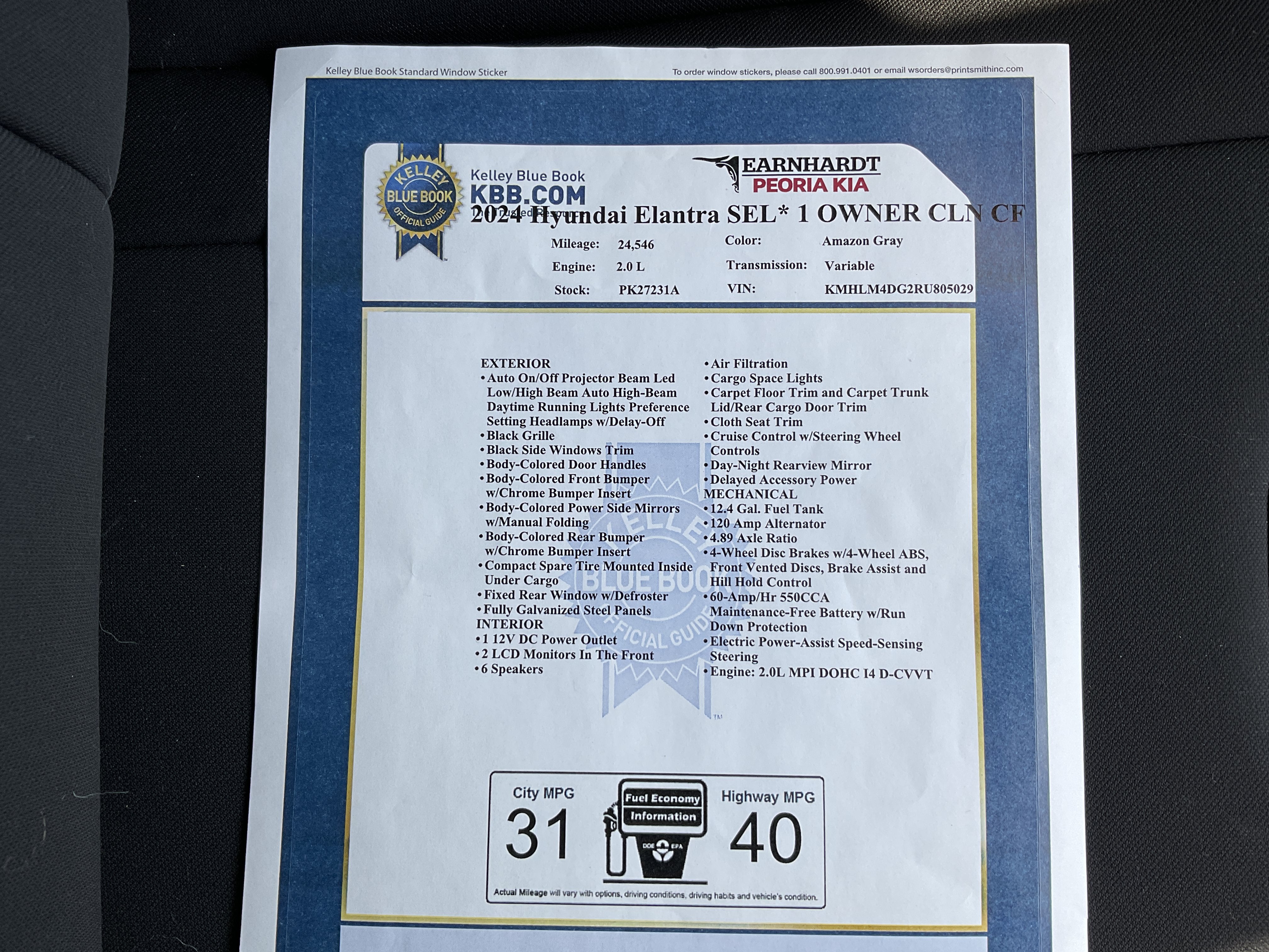 2024 Hyundai Elantra SEL* 1 OWNER CLN CF
