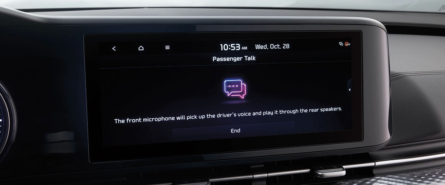 Kia Carnival Screen Displaying Passenger Talk