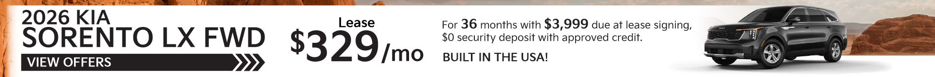 2026 Kia Sorento LX FWD • BUILT IN THE USA!
